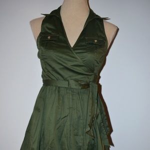 WHBM Petite Sleeveless Safari Wrap Dress Size 4P